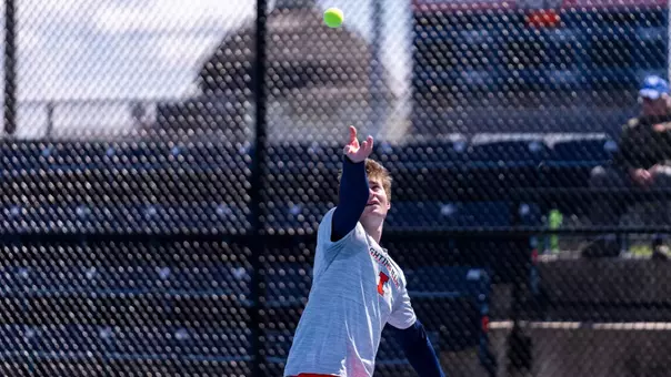 CHAMPAIGN, IL - April 05, 2026 - Adam Jilly during the match between the Purdue Boilermakers and the Illinois Fighting Illini at Atkins Tennis Center in Champaign, IL. Photo By Knox Mynatt/Fighting Illini