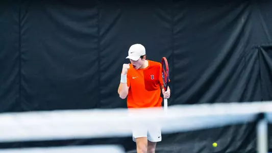 CHAMPAIGN, IL - March 08, 2026 - Sasha Colleu during the match between the Washington Huskies and the Illinois Fighting Illini at Atkins Tennis Center in Champaign, IL. Photo By /Ryan Shepardson/Fighting Illini