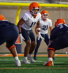 CHAMPAIGN, ILL. - August 04, 2026 - Linebacker Jacob Alexander (#11) during Fall Camp practice at Gies Memorial Stadium. (Photo by Aaron Quinn/Illinois Athletics)