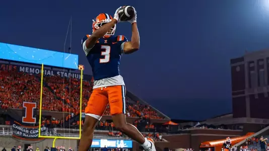 Wide Receiver Kenyon Alston (#3) during the game between the UAB Blazers and the Illinois Fighting Illini at Gies Memorial Stadium in Champaign, IL on September 03, 2026. Photo By Aaron Quinn
