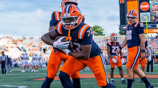 CHAMPAIGN, IL - August 29, 2025 - Running Back Cedric Wyche II (#22) during the game between the Western Illinois Leathernecks and the Illinois Fighting Illini at Memorial Stadium in Champaign, IL. Photo by Quinten Truitt/Fighting Illini
