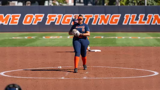 Christina Crawford prepares to pitch