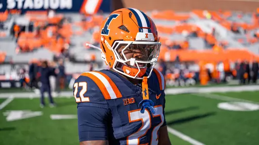 CHAMPAIGN, IL - November 01, 2025 - Running Back Cedric Wyche II (#22) during the game between the Rutgers Scarlet Knight and the Illinois Fighting Illini at Memorial Stadium in Champaign, IL. Photo By Quinten Truitt