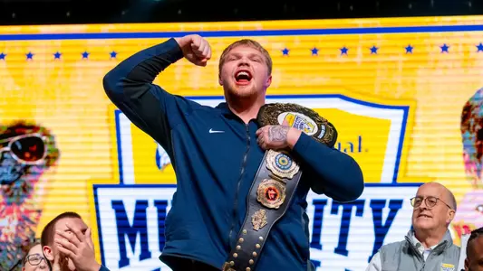 NASHVILLE, TN - December 27, 2025 - Offensive Lineman Griffin Rousseau (#54) during the Liberty Mutual Music City Bowl Welcome Party at Category 10 in Nashville, TN. Photo By Ashley Ray/Fighting Illini