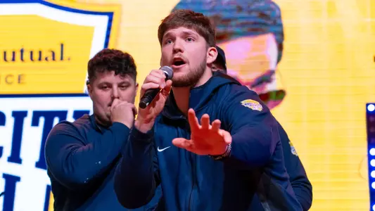 NASHVILLE, TN - December 27, 2025 - Defensive Lineman Pat Farrell (#52) during the Liberty Mutual Music City Bowl Welcome Party at Category 10 in Nashville, TN. Photo By Ashley Ray/Fighting Illini