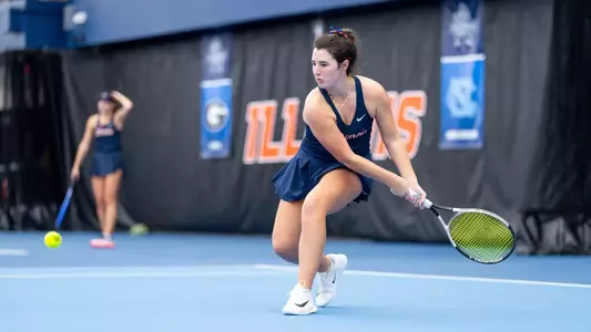 CHAMPAIGN, IL - February 08, 2026 - Tess Bucher during the ITA National Team Indoor Championships between the Vanderbilt Commodores and the Illinois Fighting Illini at Atkins Tennis Center in Champaign, IL. Photo By Ashley Ray/Fighting Illini