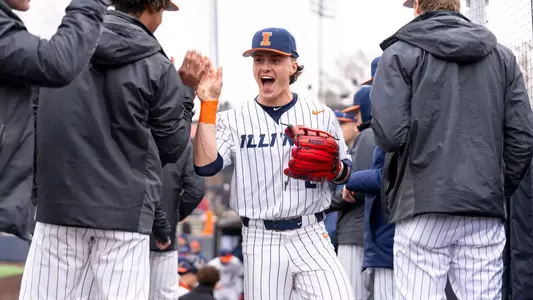 CHAMPAIGN, IL - February 17, 2026 - Outfielder Nick Groves (#29) during the game between the Butler Bulldogs and the Illinois Fighting Illini at Illinois Field in Champaign, IL. Photo By Ashley Ray/Fighting Illini