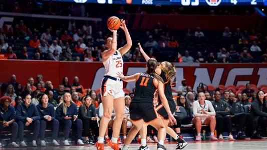 CHAMPAIGN, IL - November 18, 2024 - Photos taken during the women's basketball game between the Le Moyne Dolphins and the Illinois Fighting Illini at SFC in Champaign, IL. (Photo By Madison Dabrowski/Illinois Athletics)