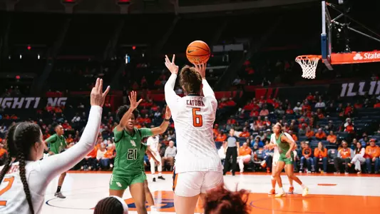 CHAMPAIGN, IL - December 14, 2025 - Photos taken during the women's basketball game between the North Texas Mean Green and the Illinois Fighting Illini at SFC in Champaign, IL. (Photo By Madison Dabrowski/Illinois Athletics)