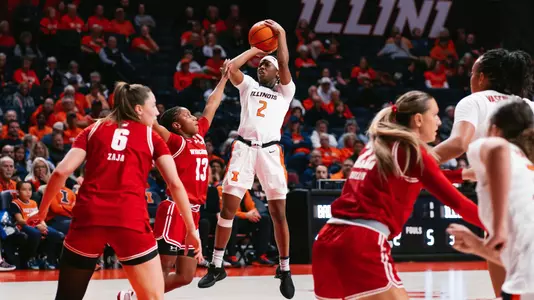 CHAMPAIGN, IL - February 11, 2026 - Photos taken during the women's basketball game between the Wisconsin Badgers and the Illinois Fighting Illini at SFC in Champaign, IL. (Photo By Madison Dabrowski/Illinois Athletics)