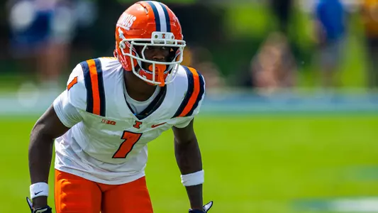 DURHAM, NC - September 06, 2025 - Defensive Back Kaleb Patterson (#1) during the game between the Duke Blue Devils and the Illinois Fighting Illini at Wallace Wade Stadium in Durham, N.C.. Photo by Aaron Quinn/Fighting Illini