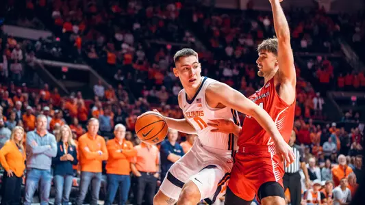 Image Taken At Illinois Fighting Illini vs. Illinois State Redbirds Men’s Exhibition Basketball Game, State Farm Center, University of Illinois, Champaign, IL, Sunday, October 19, 2025. Courtney Bay/Illinois Athletics