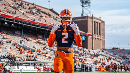 CHAMPAIGN, IL - November 15, 2025 - Defensive Back Saboor Karriem (#2) during the game between the Maryland Terrapins and the Illinois Fighting Illini at Gies Memorial Stadium in Champaign, IL. Photo By Aaron Quinn/Fighting Illini