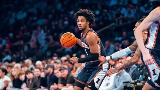 Image Taken At Illinois Fighting Illini vs. Connecticut Huskies Men’s Basketball Game, Madison Square Garden, New York City, Friday, November 28, 2025. Courtney Bay/Illinois Athletics
