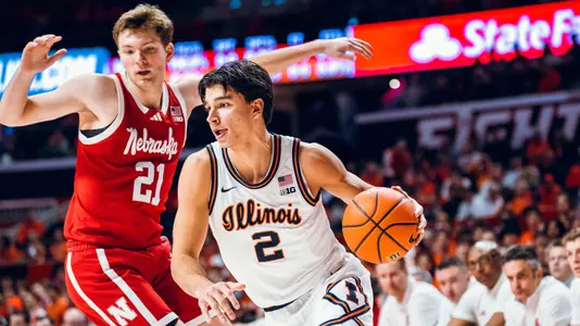 Image Taken At Illinois Fighting Illini vs. Nebraska Cornhuskers Men’s Basketball Game, State Farm Center, University of Illinois, Champaign, IL, Saturday, December 13, 2025. Courtney Bay/Illinois Athletics