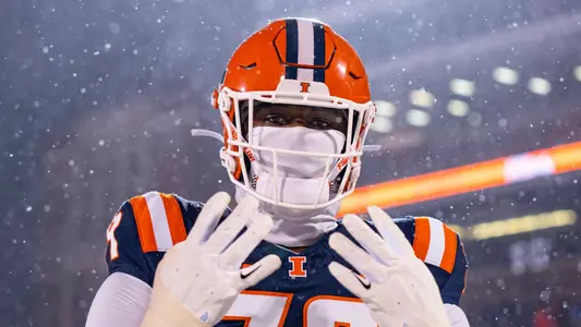 CHAMPAIGN, IL - November 29, 2025 - Offensive Lineman Zafir Stewart (#79) during the game between the North Western Wildcats and the Illinois Fighting Illini at Memorial Stadium in Champaign, IL. Photo By Quinten A. Truitt