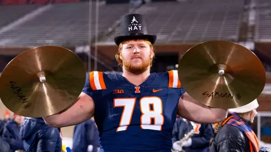 CHAMPAIGN, IL - November 29, 2025 - Offensive Lineman Eddie Tuerk (#78) after the game between the Northwestern Wildcats and the Illinois Fighting Illini at Gies Memorial Stadium in Champaign, IL. Photo By Ashley Ray/Fighting Illini