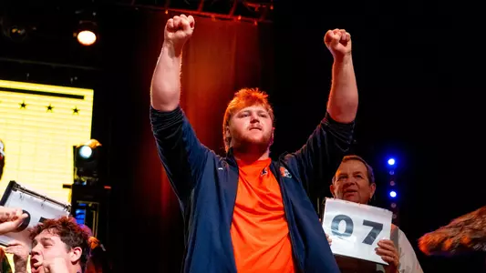 NASHVILLE, TN - December 27, 2025 - Offensive Lineman Eddie Tuerk (#78) during the Liberty Mutual Music City Bowl Welcome Party at Category 10 in Nashville, TN. Photo By Ashley Ray/Fighting Illini