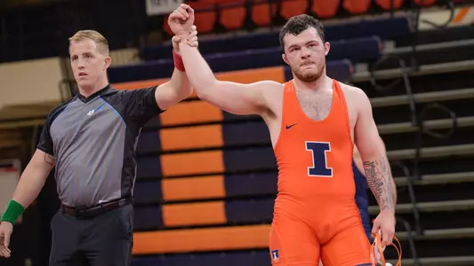 CHAMPAIGN, IL - October 21, 2023 - Illinois’s Joey Braunagel during the Wrestle-Offs at Huff Hall in Champaign, IL. Photo By Della Perrone