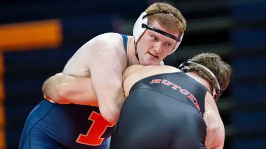 CHAMPAIGN, IL - January 24, 2026 - Ryan Boersma during the dual between the Rutgers Scarlet Knights and the Illinois Fighting Illini at Huff Hall in Champaign, IL. Photo By Ashley Ray/Fighting Illini