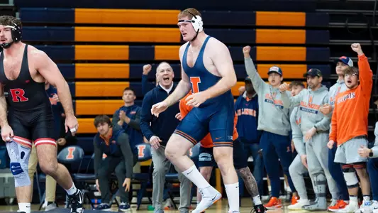 CHAMPAIGN, IL - January 24, 2026 - Ryan Boersma during the dual between the Rutgers Scarlet Knights and the Illinois Fighting Illini at Huff Hall in Champaign, IL. Photo By Ashley Ray/Fighting Illini