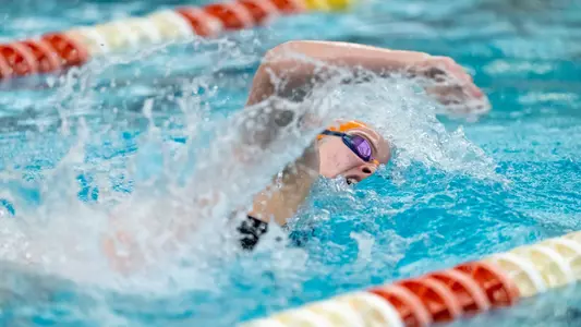 CHAMPAIGN, IL - January 16, 2026 - Audrey Cavaliere during the meet between the SD and the Illinois Fighting Illini at the Arc Pool in Champaign, IL. Photo By Ashley Ray/Fighting Illini