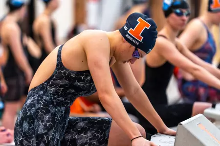 CHAMPAIGN, IL - February 07, 2026 - Kalina Nikolaeva during the meet between the Eastern Illinois Panthers and the Illinois Fighting Illini at the Arc Pool in Champaign, IL. Photo By Knox Mynatt/Fighting Illini