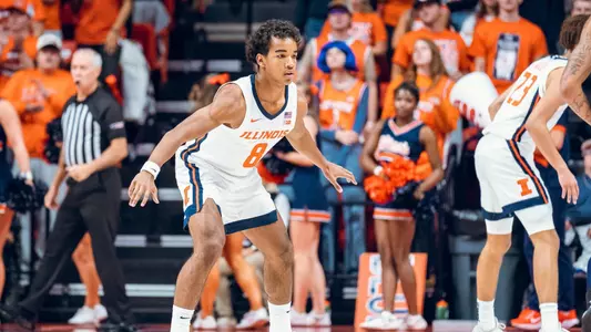 Image Taken At Illinois Fighting Illini vs. Jackson State Tigers Men’s Basketball Game, State Farm Center, University of Illinois, Champaign, IL, Monday, November 3, 2025. Courtney Bay/Illinois Athletics