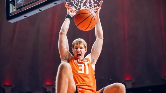 Image Taken At Illinois Fighting Illini vs. Florida Gulf Coast Eagles Men’s Basketball Game, State Farm Center, University of Illinois, Champaign, IL, Friday, November 7, 2025. Courtney Bay/Illinois Athletics