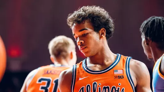 Image Taken At Illinois Fighting Illini vs. Long Island University Sharks Men’s Basketball Game, State Farm Center, University of Illinois, Champaign, IL, Saturday, November 22, 2025. Courtney Bay/Illinois Athletics
