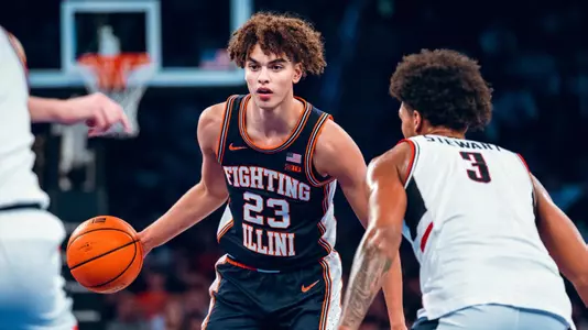 Image Taken At Illinois Fighting Illini vs. Connecticut Huskies Men’s Basketball Game, Madison Square Garden, New York City, Friday, November 28, 2025. Courtney Bay/Illinois Athletics