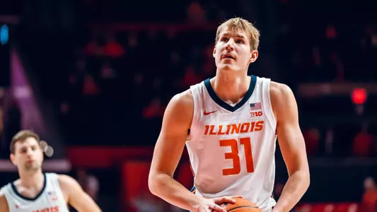 Image Taken At Illinois Fighting Illini vs. Southern Jaguars Men’s Basketball Game, State Farm Center, University of Illinois, Champaign, IL, Monday, December 29, 2025. Courtney Bay/Illinois Athletics