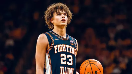 Image Taken At Illinois Fighting Illini vs. Iowa Hawkeyes Men’s Basketball Game, Carver-Hawkeye Arena, Iowa City, Iowa, Sunday, January 11, 2025. Courtney Bay/Illinois Athletics