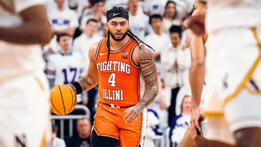 Image Taken At Illinois Fighting Illini vs. Northwestern Wildcats Men’s Basketball Game, Welsh-Ryan Arena, Evanston, IL, Wednesday, January 14, 2025. Courtney Bay/Illinois Athletics