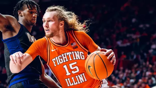 Image Taken At Illinois Fighting Illini vs. Washington Huskies Men’s Basketball Game, State Farm Center, University of Illinois, Champaign, IL, Thursday, January 29, 2026. Courtney Bay/Illinois Athletics