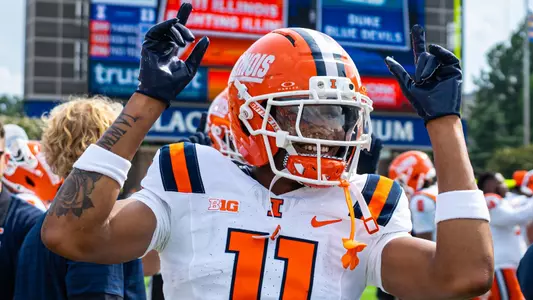 DURHAM, NC - September 06, 2025 - Wide Receiver Brayden Trimble (#11) during the game between the Duke Blue Devils and the Illinois Fighting Illini at Wallace Wade Stadium in Durham, N.C.. Photo by Aaron Quinn/Fighting Illini