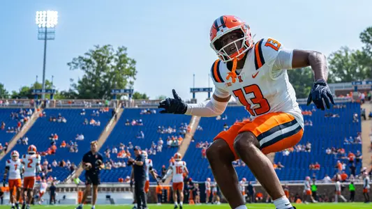 DURHAM, NC - September 06, 2025 - Defensive Back Xanai Scott (#13) during the game between the Duke Blue Devils and the Illinois Fighting Illini at Wallace Wade Stadium in Durham, N.C.. Photo by Aaron Quinn/Fighting Illini