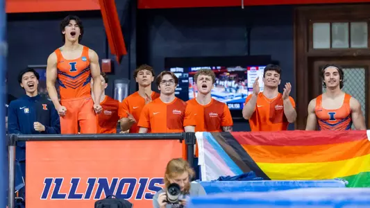 CHAMPAIGN, IL - March 07, 2026 - The Fighting Illini during the meet between the Ohio State Buckeyes and the Illinois Fighting Illini at Huff Hall in Champaign, IL. Photo By Ashley Ray/Fighting Illini