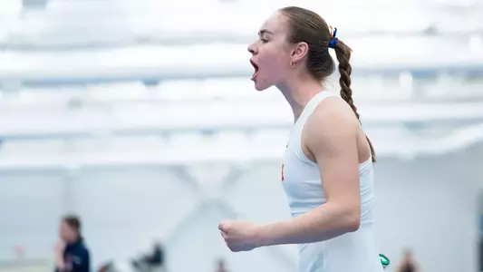CHAMPAIGN, IL - March 14, 2026 - Cara Mester during the match between the Northwestern Wildcats and the Illinois Fighting Illini at Atkins Tennis Center in Champaign, IL. Photo By Ryan Shepardson / Fighting Illini