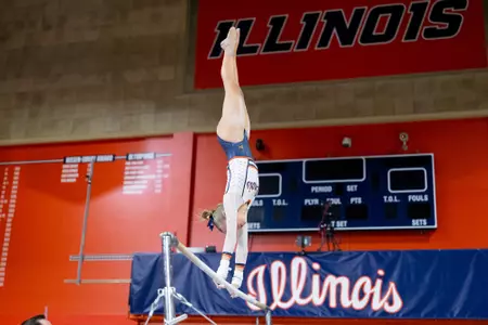 CHAMPAIGN, IL - February 01, 2026 - Piper Gow during the meet between the Maryland Terrapins and the Illinois Fighting Illini at Huff Hall in Champaign, IL. Photo By Ashley Ray/Fighting Illini