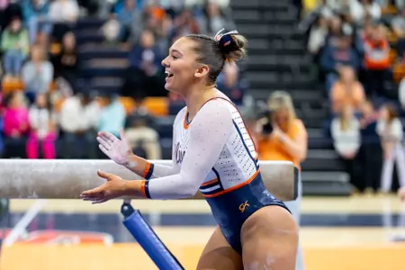 CHAMPAIGN, IL - February 01, 2026 - Alea Byrne during the meet between the Maryland Terrapins and the Illinois Fighting Illini at Huff Hall in Champaign, IL. Photo By Ashley Ray/Fighting Illini