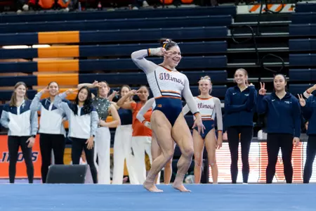 CHAMPAIGN, IL - February 01, 2026 - Tali Joelson during the meet between the Maryland Terrapins and the Illinois Fighting Illini at Huff Hall in Champaign, IL. Photo By Ryan Shepardson/Fighting Illini