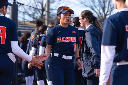 CHAMPAIGN, IL - March 13, 2026 - Outfielder Eden Echevarria (#13) during the game between the Iowa Hawkeyes and the Illinois Fighting Illini at Eichelberger Field in Champaign, IL. Photo By Knox Mynatt/Fighting Illini