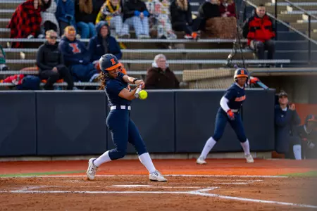 CHAMPAIGN, IL - March 13, 2026 - Outfielder Eden Echevarria (#13) during the game between the Iowa Hawkeyes and the Illinois Fighting Illini at Eichelberger Field in Champaign, IL. Photo By Quinten Truitt