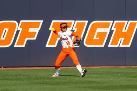 CHAMPAIGN, IL - March 14, 2026 - Outfielder Eden Echevarria (#13) during the game between the Iowa Hawkeyes and the Illinois Fighting Illini at Eichelberger Field in Champaign, IL. Photo By Ashley Ray/Fighting Illini