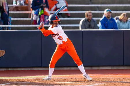 CHAMPAIGN, IL - March 14, 2026 - Outfielder Eden Echevarria (#13) during the game between the Iowa Hawkeyes and the Illinois Fighting Illini at Eichelberger Field in Champaign, IL. Photo By Ashley Ray/Fighting Illini