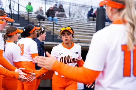 CHAMPAIGN, IL - March 14, 2026 - Outfielder Eden Echevarria (#13) during the game between the Iowa Hawkeyes and the Illinois Fighting Illini at Eichelberger Field in Champaign, IL. Photo By Lucas Sun