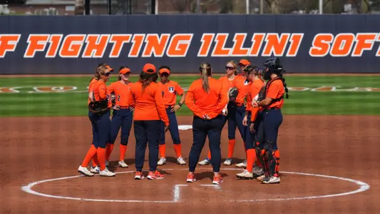 Softball team huddle circle