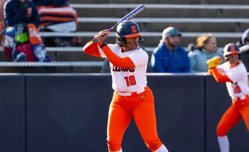 CHAMPAIGN, IL - March 14, 2026 - Infielder Micaela Booth (#18) during the game between the Iowa Hawkeyes and the Illinois Fighting Illini at Eichelberger Field in Champaign, IL. Photo By Ashley Ray/Fighting Illini