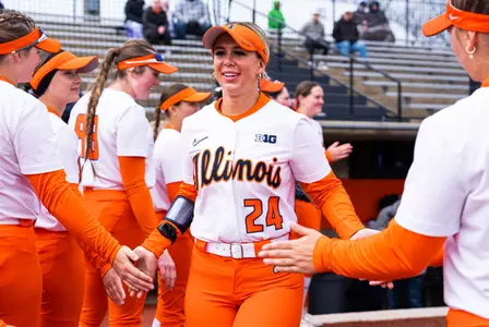 CHAMPAIGN, IL - March 14, 2026 - Outfielder Skylar Brennan (#24) during the game between the Iowa Hawkeyes and the Illinois Fighting Illini at Eichelberger Field in Champaign, IL. Photo By Lucas Sun